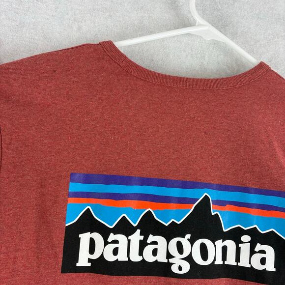Patagonia Long Sleeve P-6 Logo Responsibility Tee Mens Small Terra Cotta Recycle - Picture 1 of 10